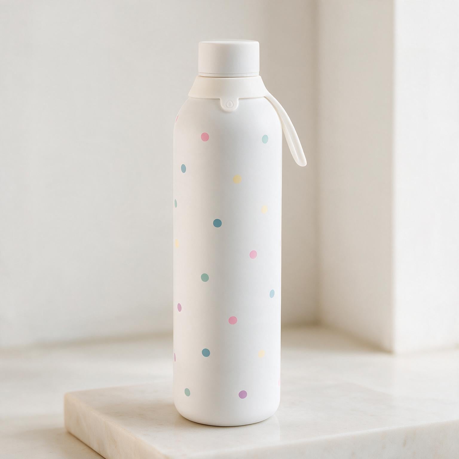 Botella Térmica de Acero Inoxidable con Interior Cerámico y Doble Tapón – Pastel Dots | Aurea