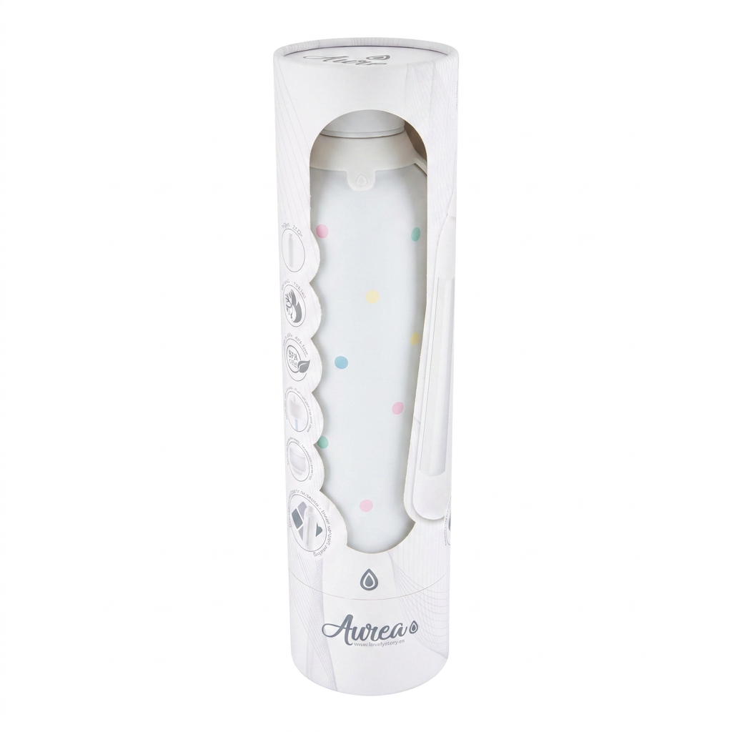 Botella Térmica de Acero Inoxidable con Interior Cerámico y Doble Tapón – Pastel Dots | Aurea