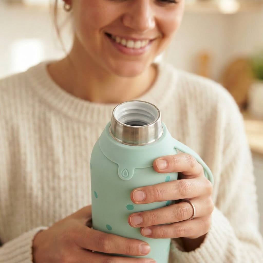 Botella Térmica de Acero Inoxidable con Interior Cerámico y Doble Tapón – Pastel Dots | Aurea