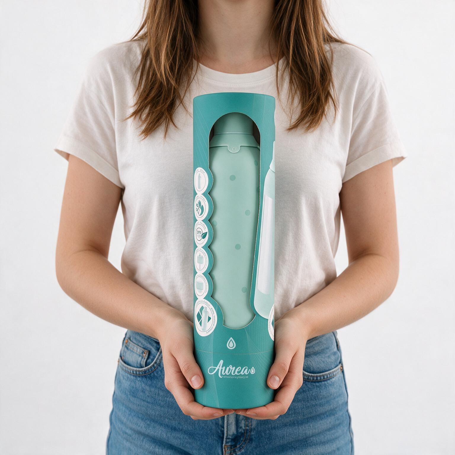 Botella Térmica de Acero Inoxidable con Interior Cerámico y Doble Tapón – Pastel Dots | Aurea