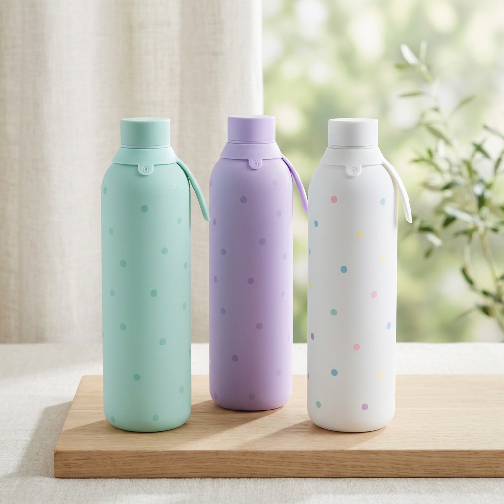 Botella Térmica de Acero Inoxidable con Interior Cerámico y Doble Tapón – Pastel Dots | Aurea