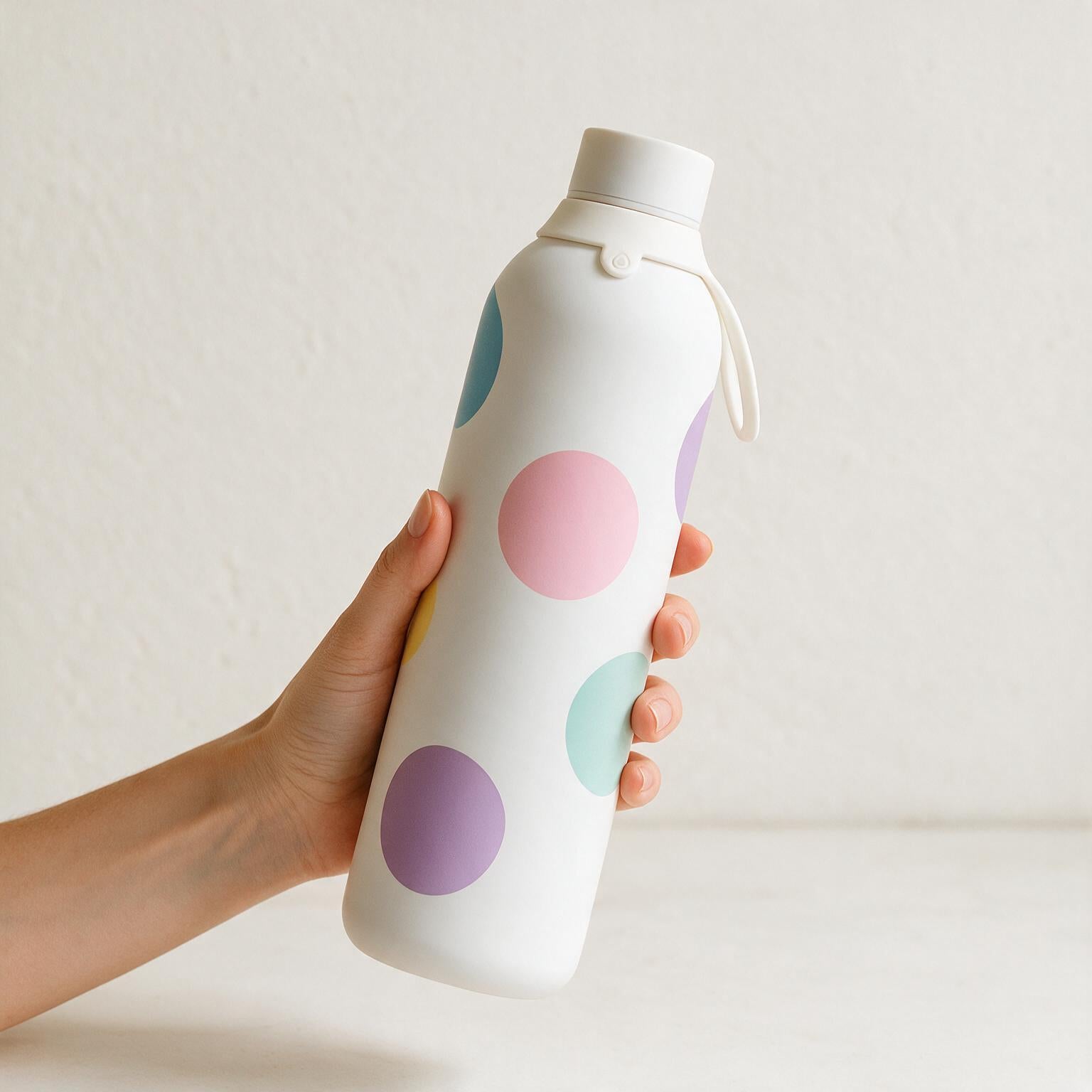 Botella Térmica de Acero Inoxidable con Interior Cerámico y Doble Tapón – Happy Dots | Aurea
