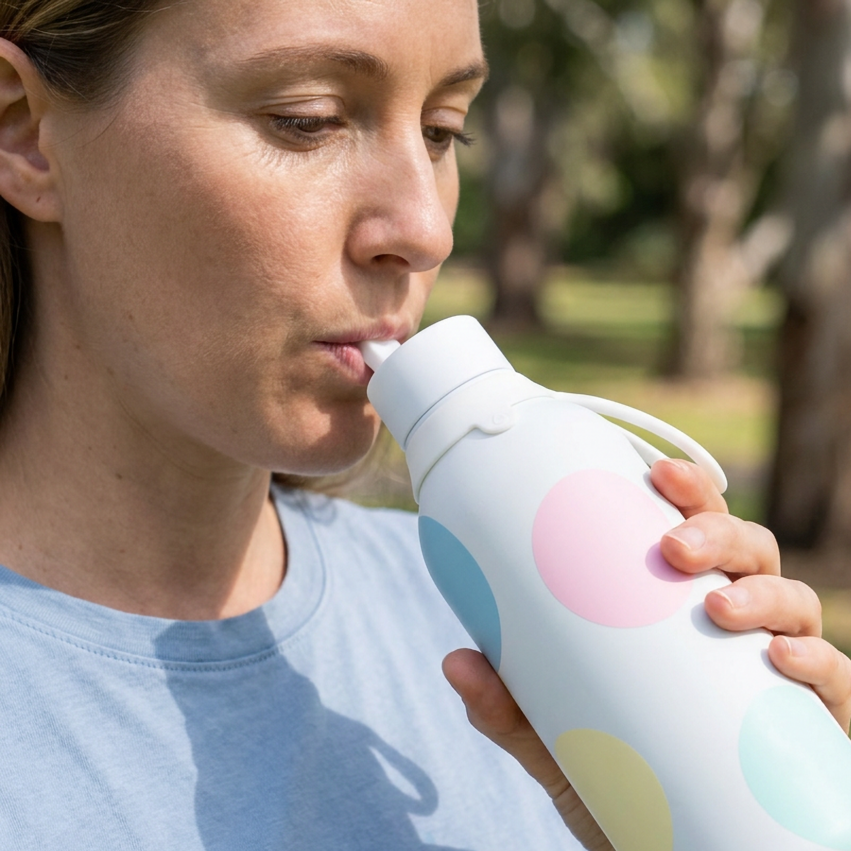 Botella Térmica de Acero Inoxidable con Interior Cerámico y Doble Tapón – Happy Dots | Aurea
