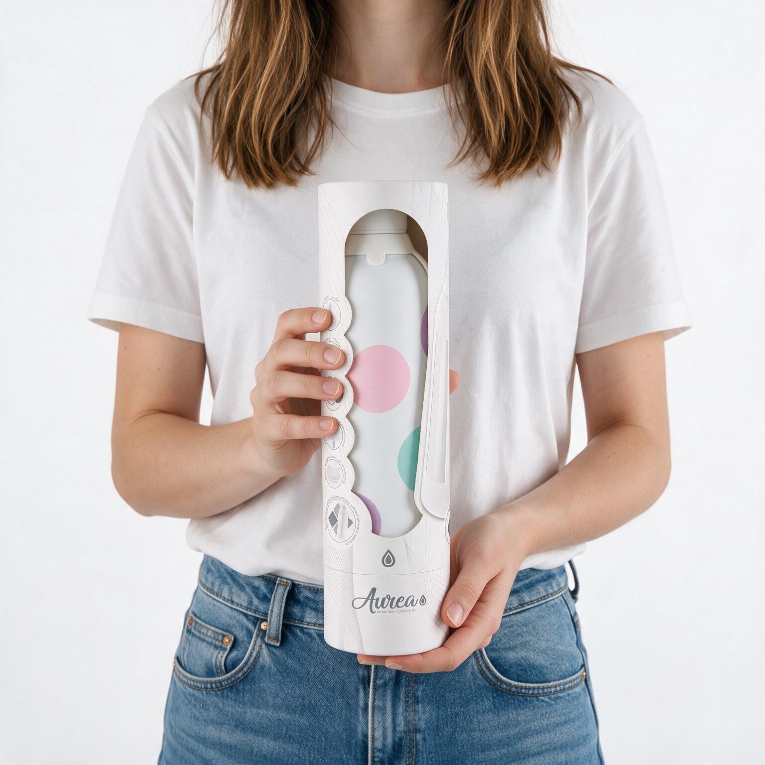 Botella Térmica de Acero Inoxidable con Interior Cerámico y Doble Tapón – Happy Dots | Aurea