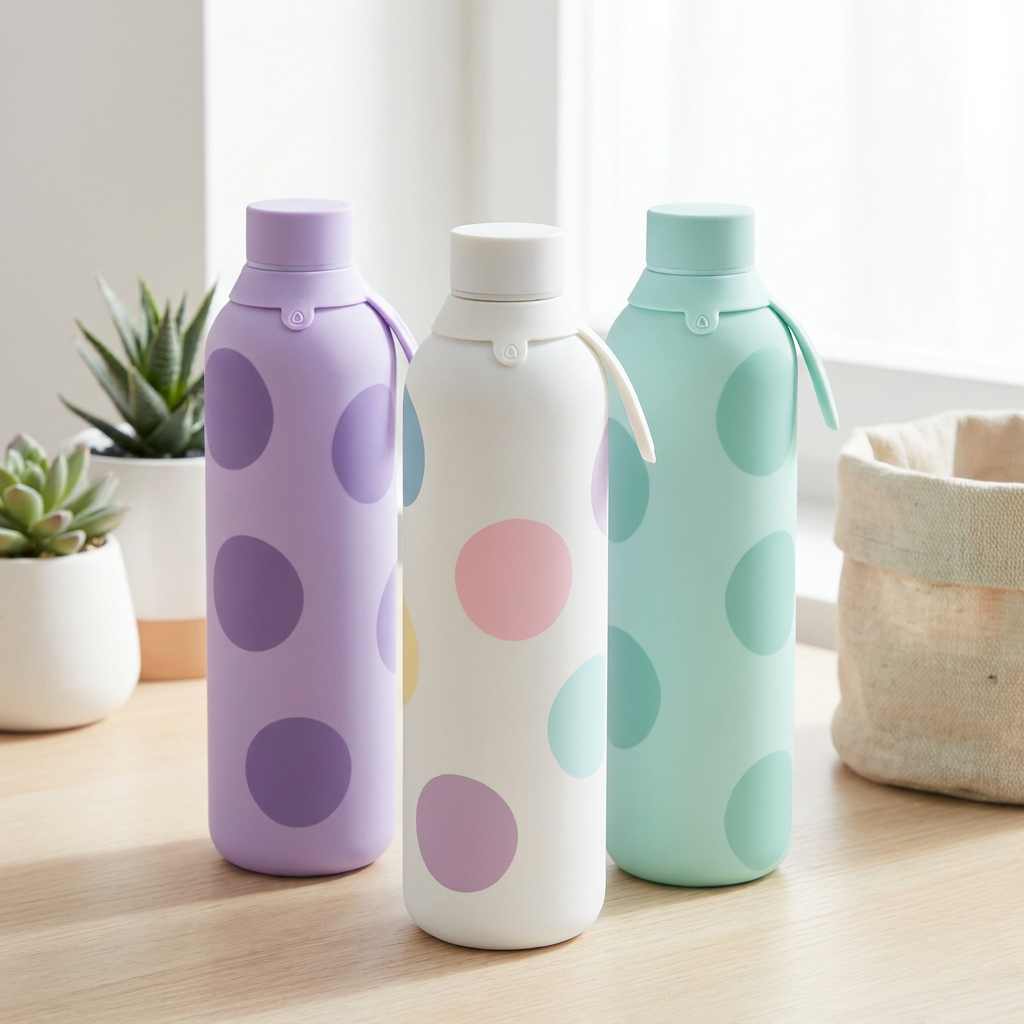 Botella Térmica de Acero Inoxidable con Interior Cerámico y Doble Tapón – Happy Dots | Aurea