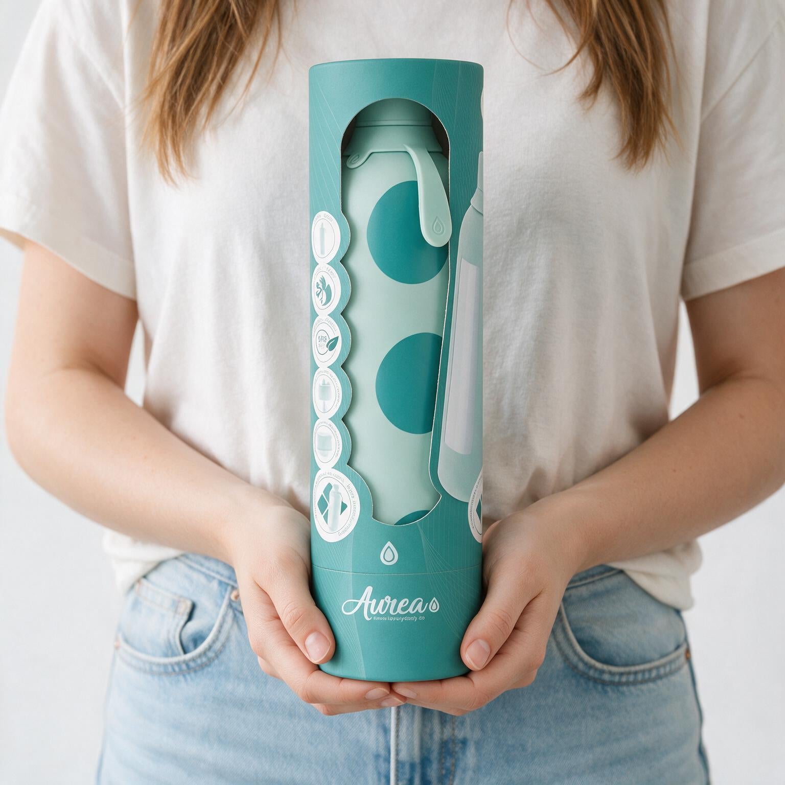 Botella Térmica de Acero Inoxidable con Interior Cerámico y Doble Tapón – Happy Dots | Aurea