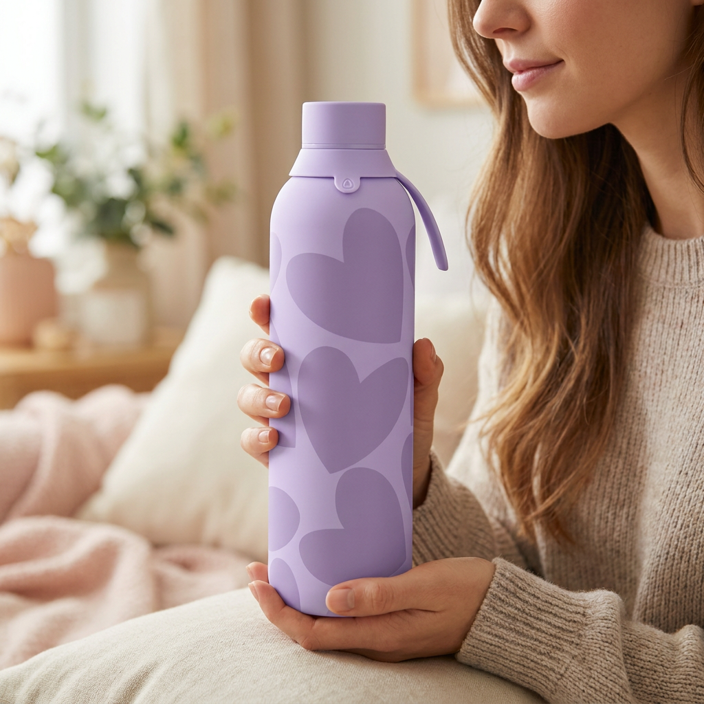 Botella Térmica de Acero Inoxidable con Interior Cerámico y Doble Tapón – Sweet Love | Aurea
