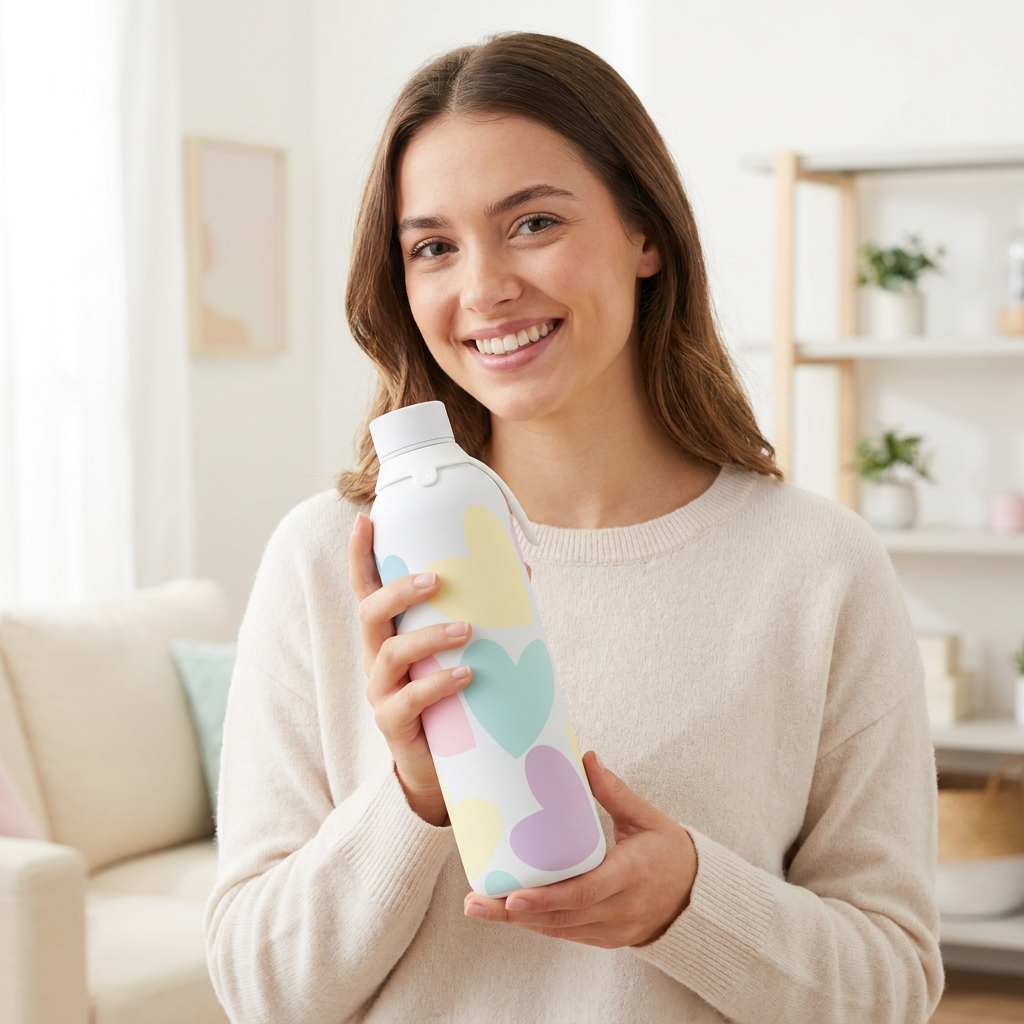 Botella Térmica de Acero Inoxidable con Interior Cerámico y Doble Tapón – Sweet Love | Aurea