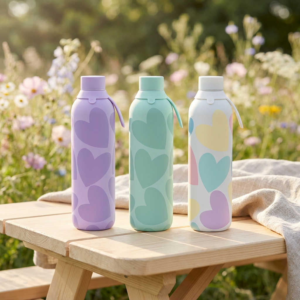 Botella Térmica de Acero Inoxidable con Interior Cerámico y Doble Tapón – Sweet Love | Aurea