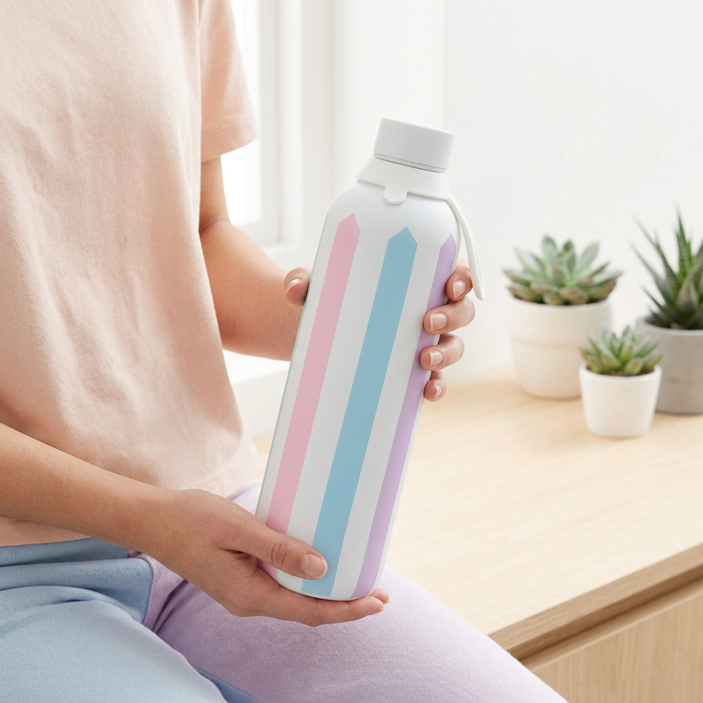 Botella Térmica de Acero Inoxidable con Interior Cerámico y Doble Tapón – Candy Lines | Aurea