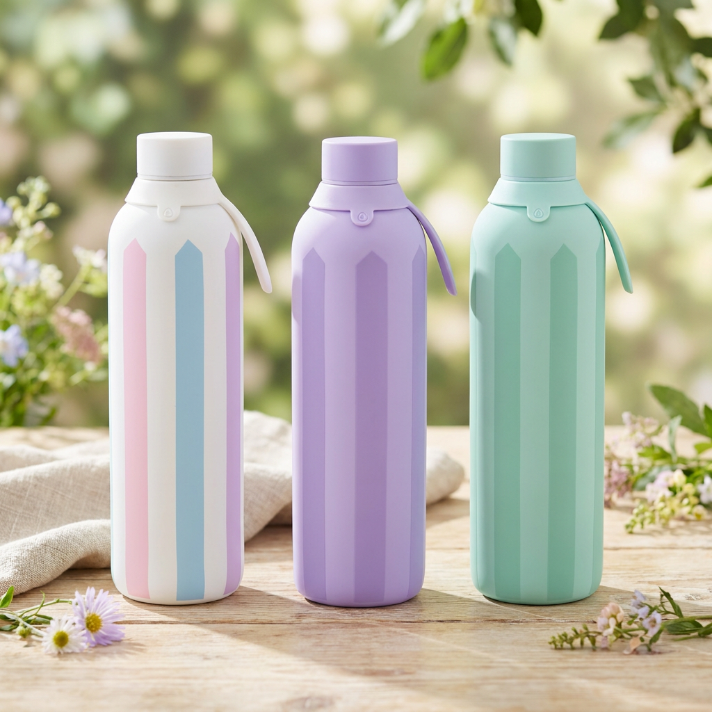 Botella Térmica de Acero Inoxidable con Interior Cerámico y Doble Tapón – Candy Lines | Aurea