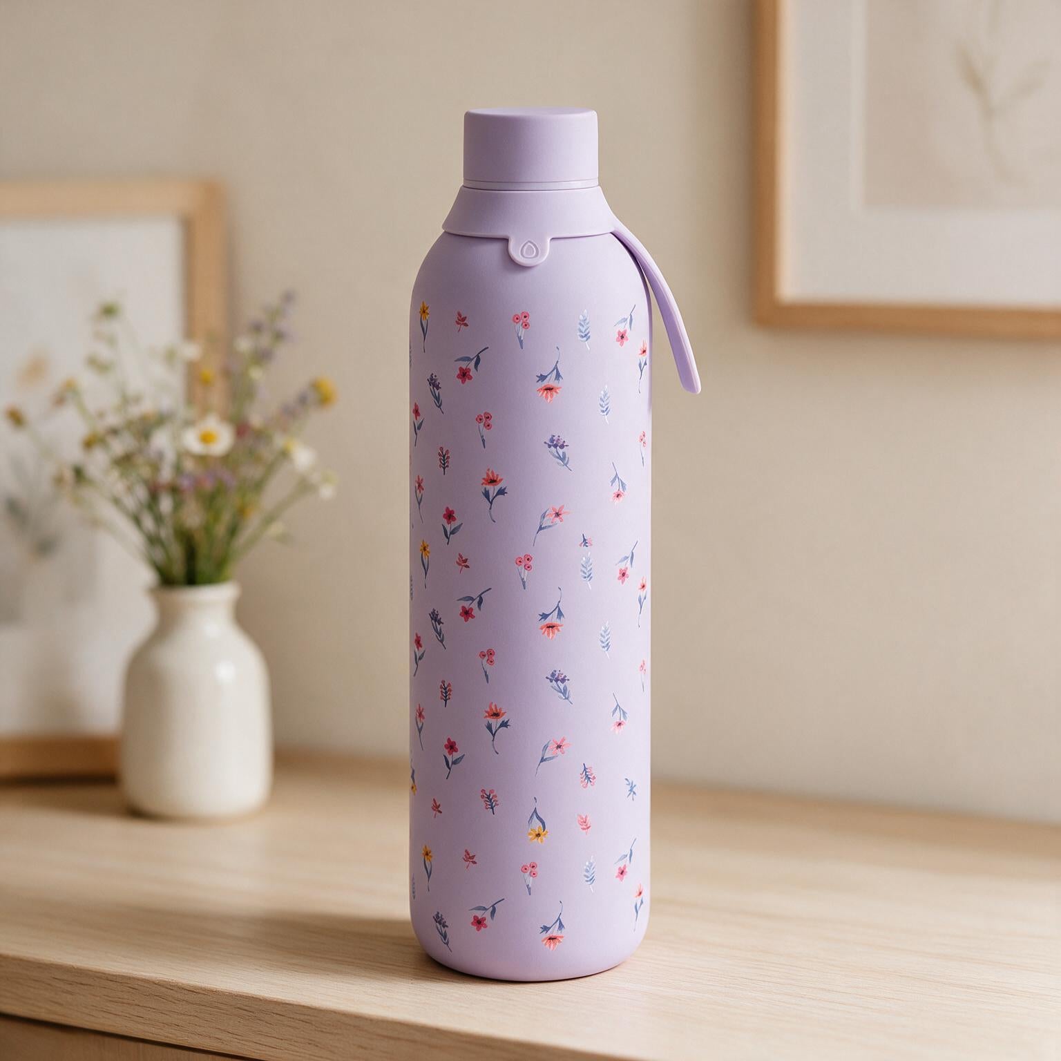 Botella Térmica de Acero Inoxidable con Interior Cerámico y Doble Tapón – Little Bloom | Aurea