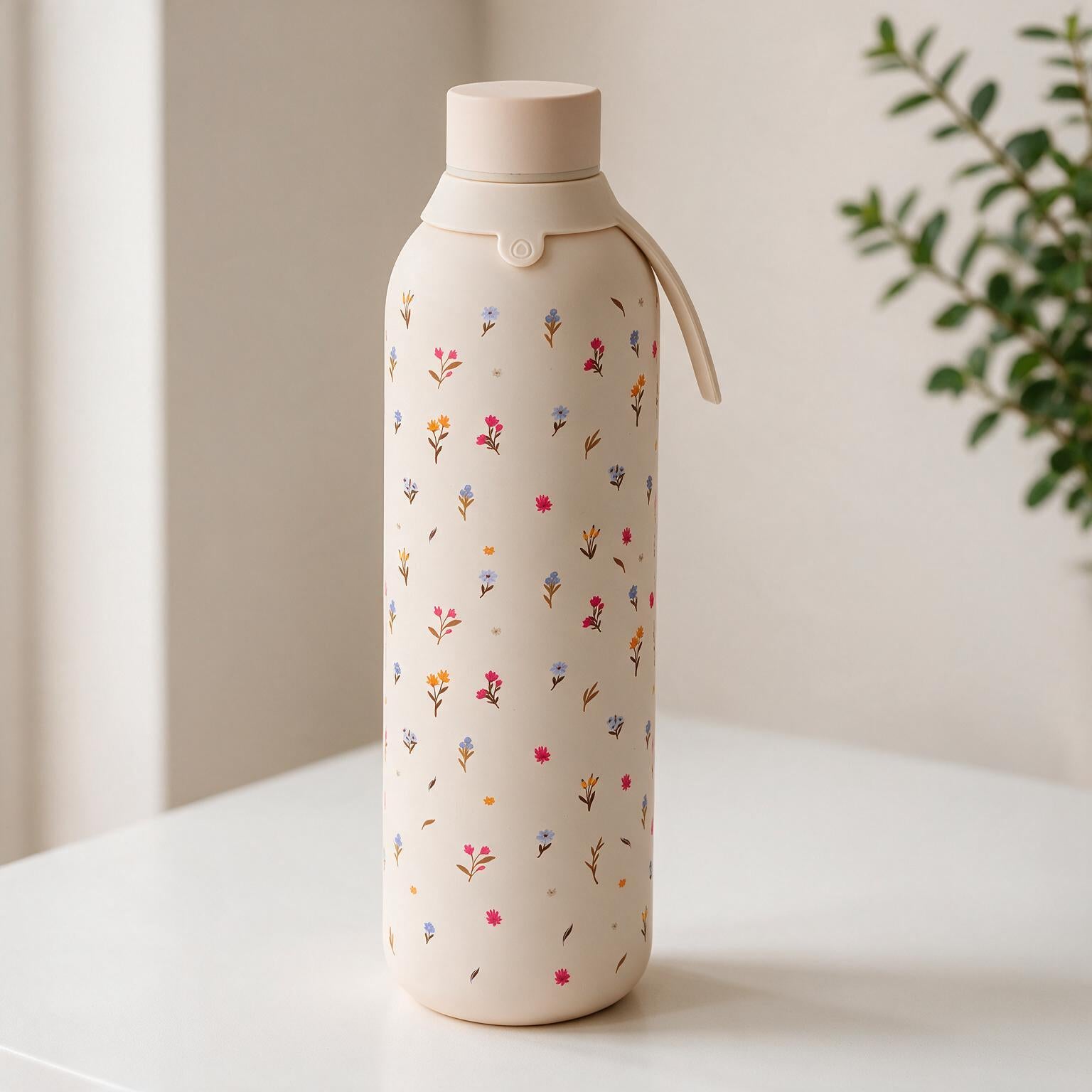 Botella Térmica de Acero Inoxidable con Interior Cerámico y Doble Tapón – Little Bloom | Aurea