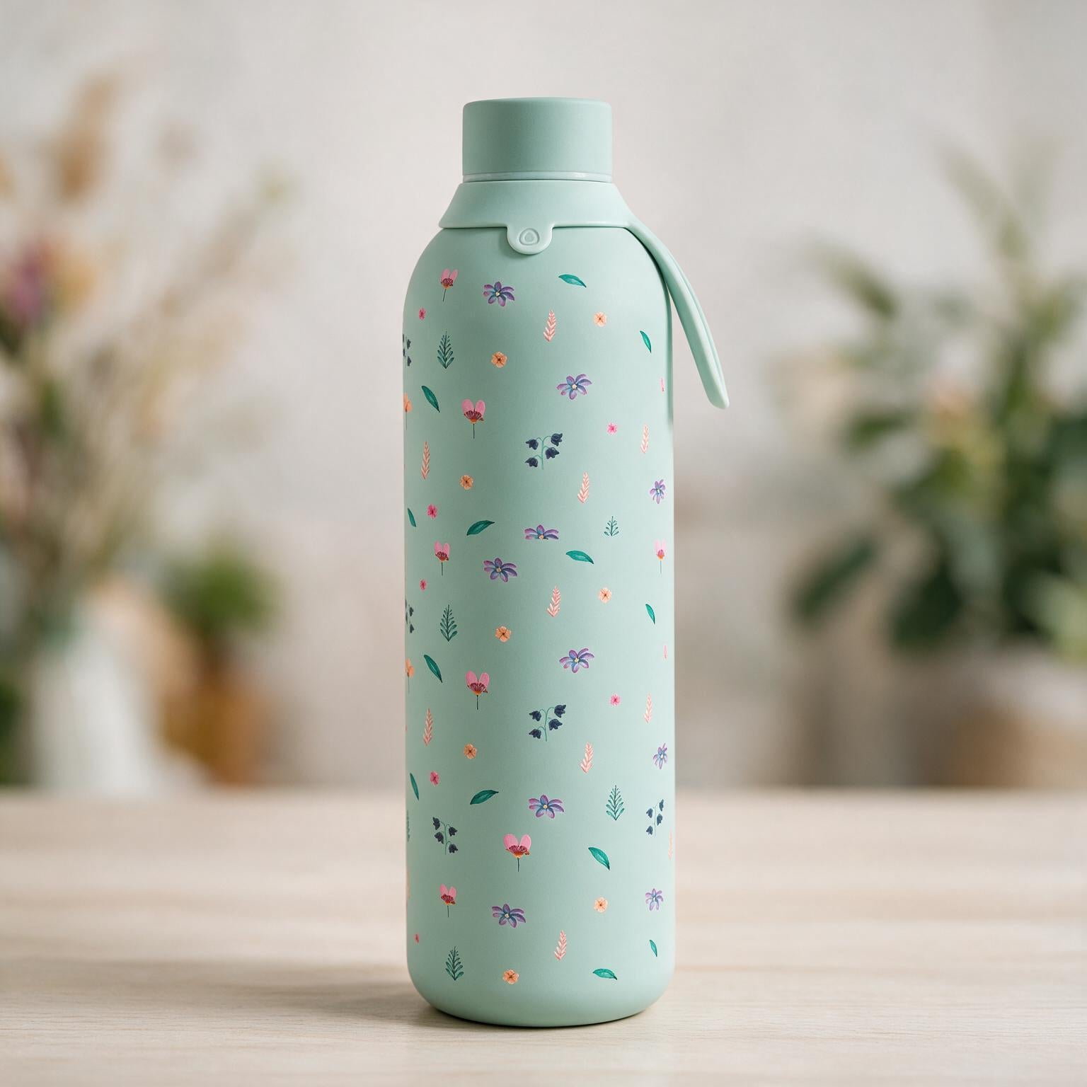 Botella Térmica de Acero Inoxidable con Interior Cerámico y Doble Tapón – Little Bloom | Aurea