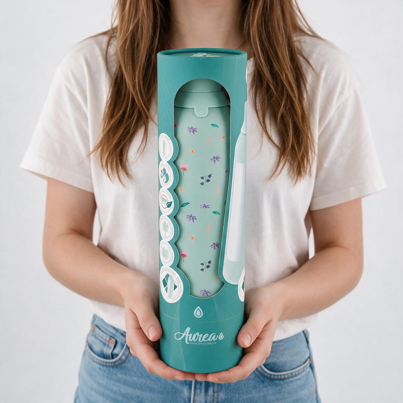 Botella Térmica de Acero Inoxidable con Interior Cerámico y Doble Tapón – Little Bloom | Aurea