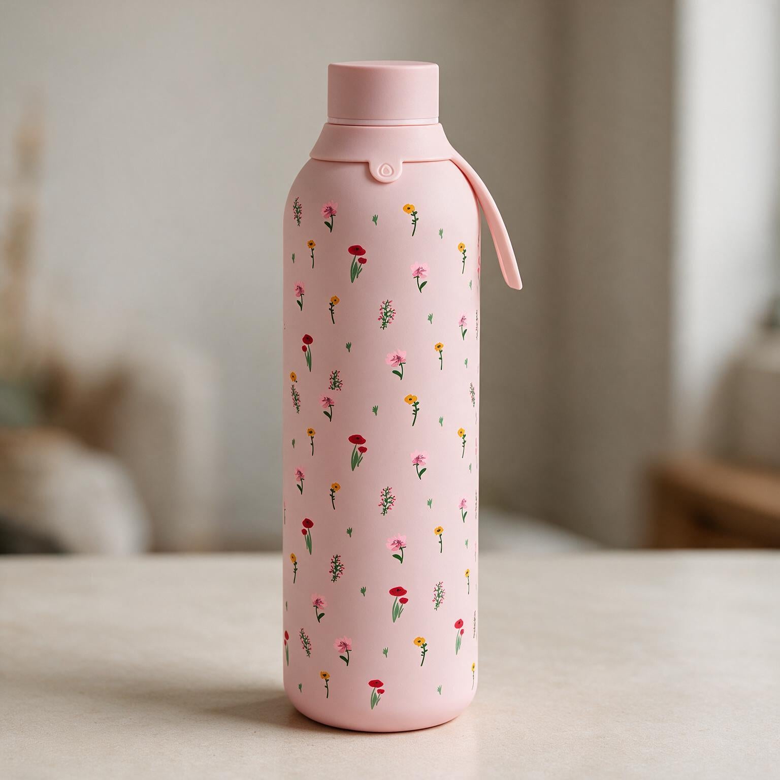 Botella Térmica de Acero Inoxidable con Interior Cerámico y Doble Tapón – Little Bloom | Aurea