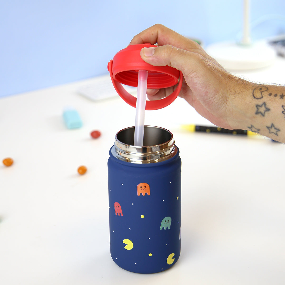 Botella infantil de acero inoxidable - Retro Pixel