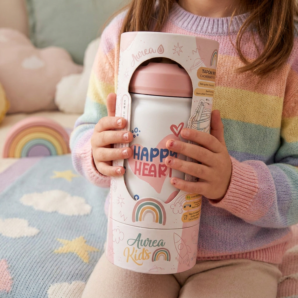 Botella térmica infantil 330 ml - Happy Heart - Ice/Pink