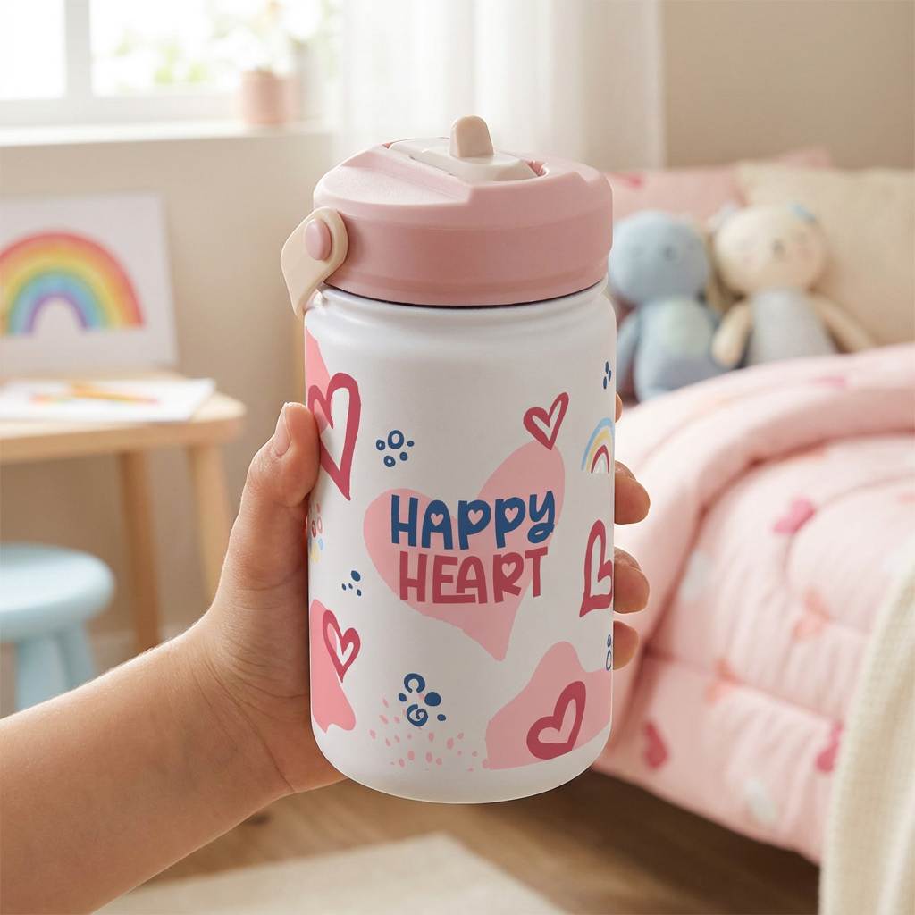 Botella térmica infantil 330 ml - Happy Heart - Ice/Pink