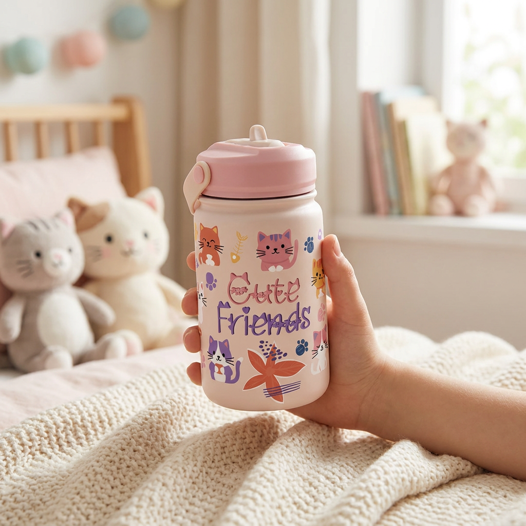 Botella térmica infantil 330 ml - Cute Friends - Pink