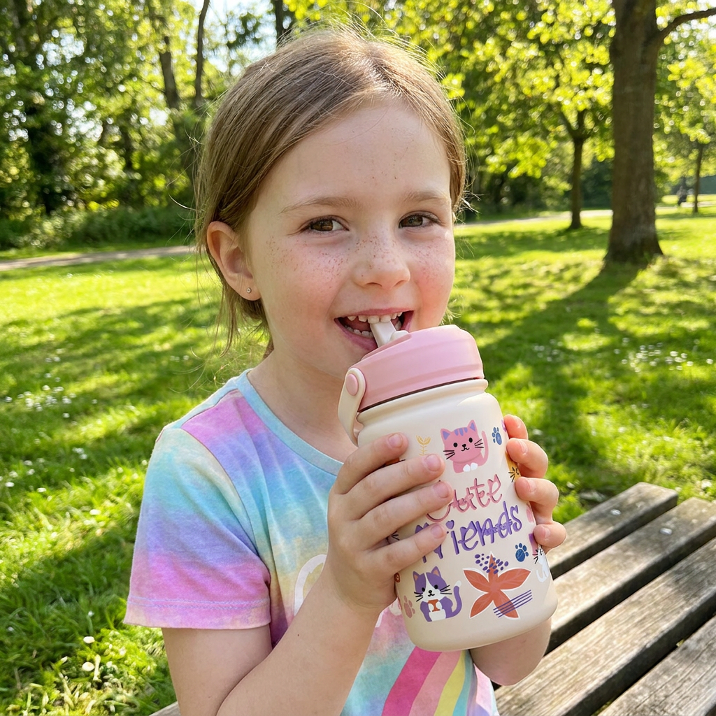 Botella térmica infantil 330 ml - Cute Friends - Pink