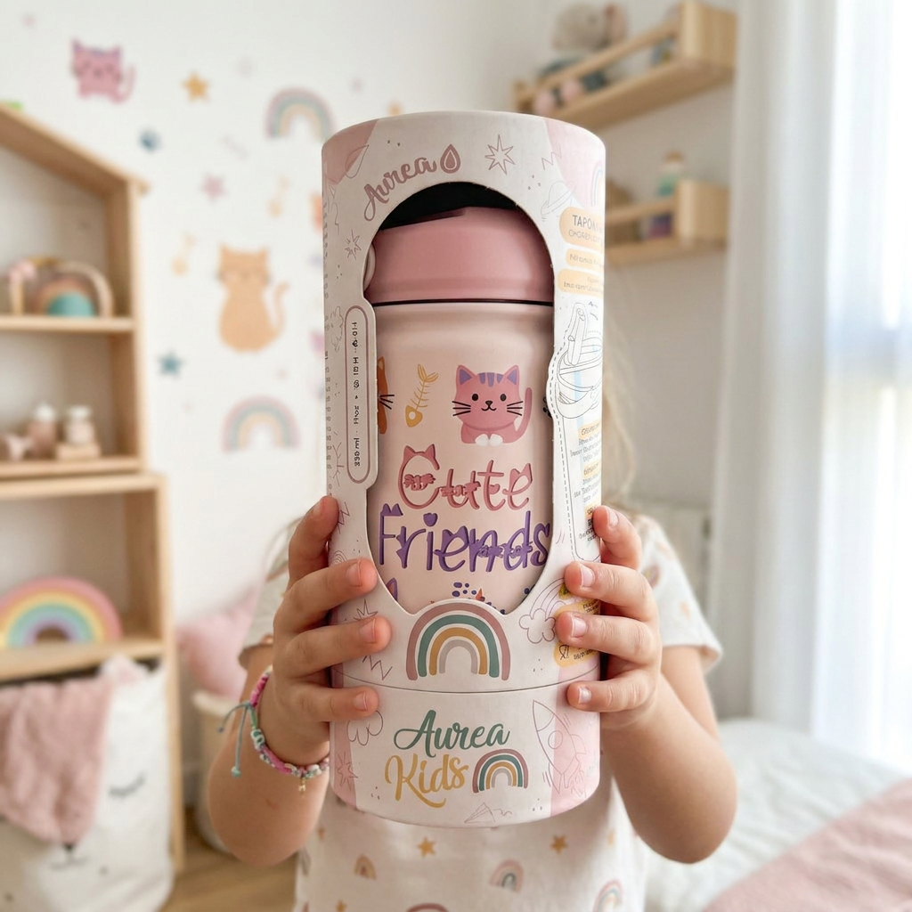 Botella térmica infantil 330 ml - Cute Friends - Pink