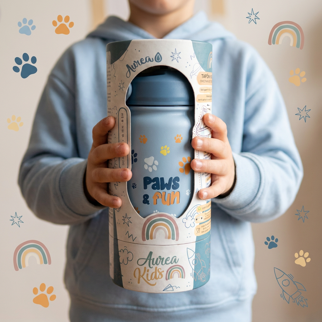 Botella térmica infantil 330 ml - Paws & Fun - Petrol Blue