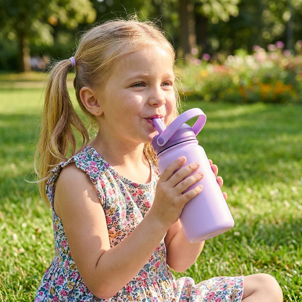 Botella Térmica de Acero Inoxidable con Adaptador Infantil – Lisa | Aurea Kids
