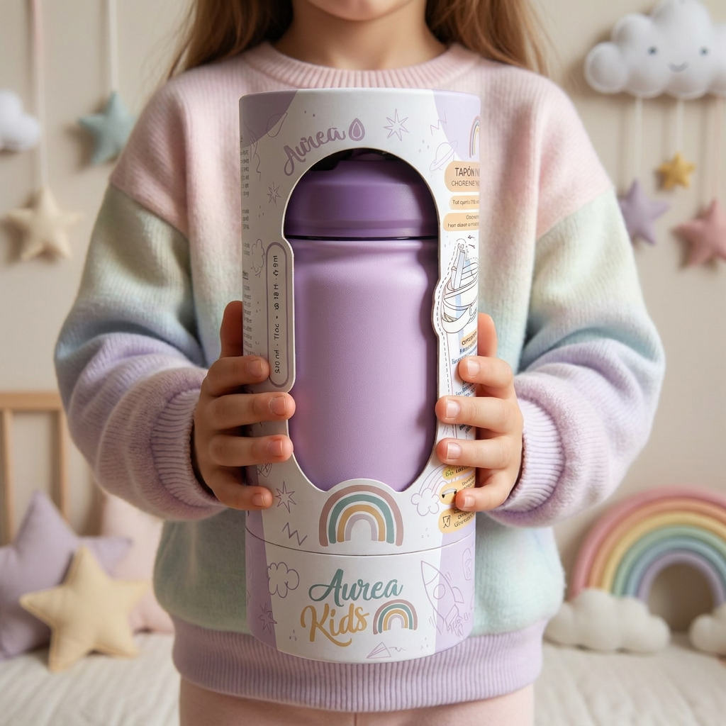 Botella Térmica de Acero Inoxidable con Adaptador Infantil – Lisa | Aurea Kids