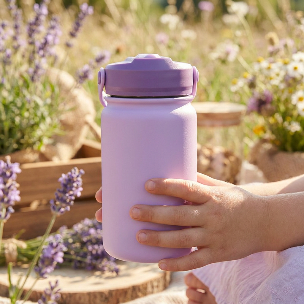 Botella Térmica de Acero Inoxidable con Adaptador Infantil – Lisa | Aurea Kids