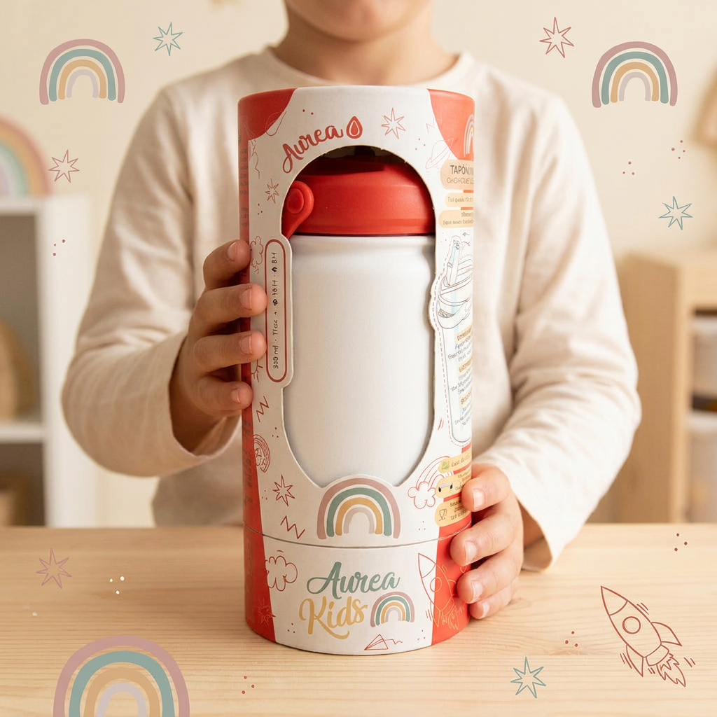 Botella Térmica de Acero Inoxidable con Adaptador Infantil – Lisa | Aurea Kids