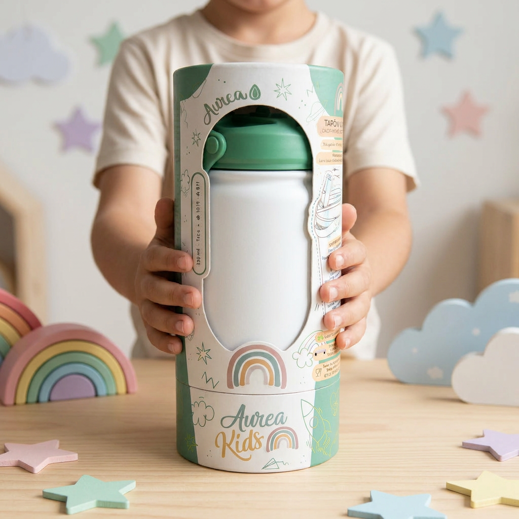 Botella Térmica de Acero Inoxidable con Adaptador Infantil – Lisa | Aurea Kids