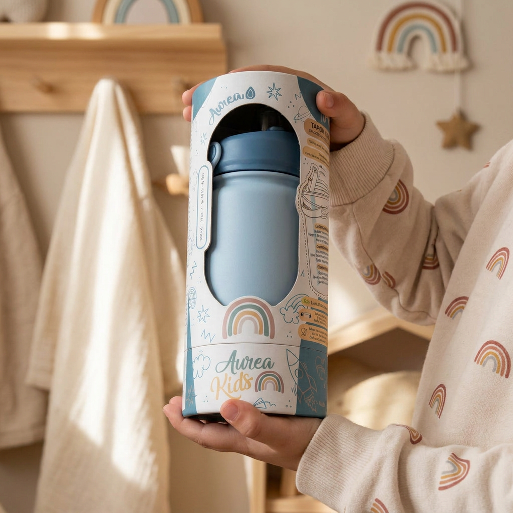 Botella Térmica de Acero Inoxidable con Adaptador Infantil – Lisa | Aurea Kids