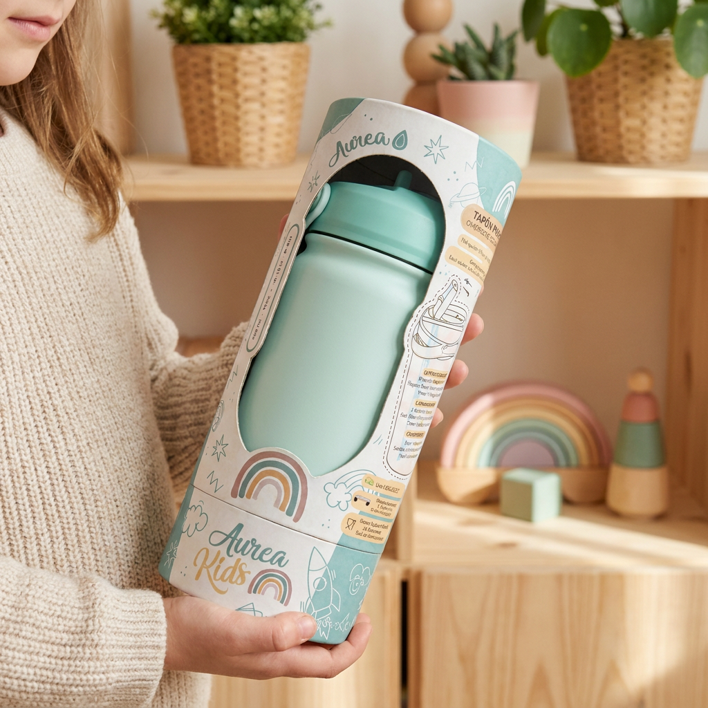Botella Térmica de Acero Inoxidable con Adaptador Infantil – Lisa | Aurea Kids