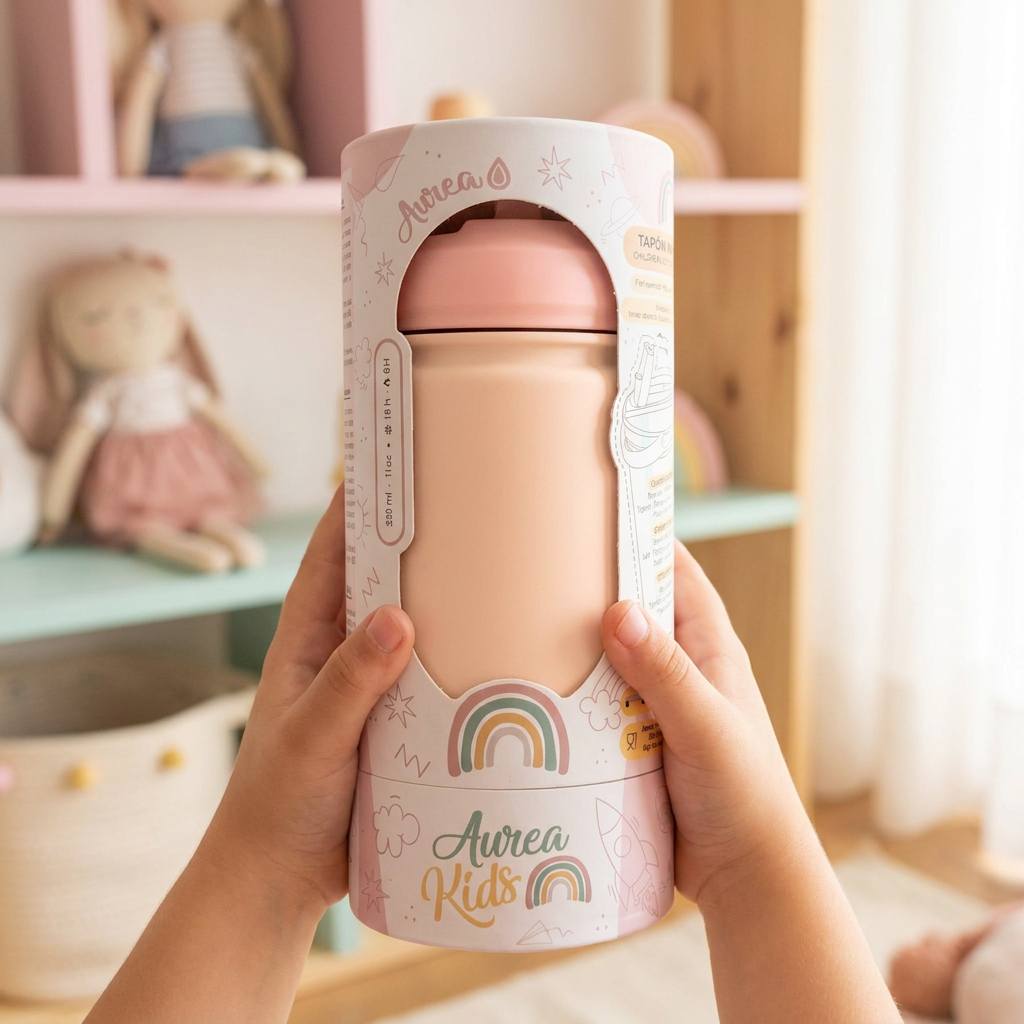 Botella Térmica de Acero Inoxidable con Adaptador Infantil – Lisa | Aurea Kids