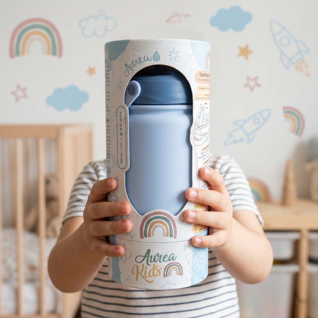 Botella Térmica de Acero Inoxidable con Adaptador Infantil – Lisa | Aurea Kids
