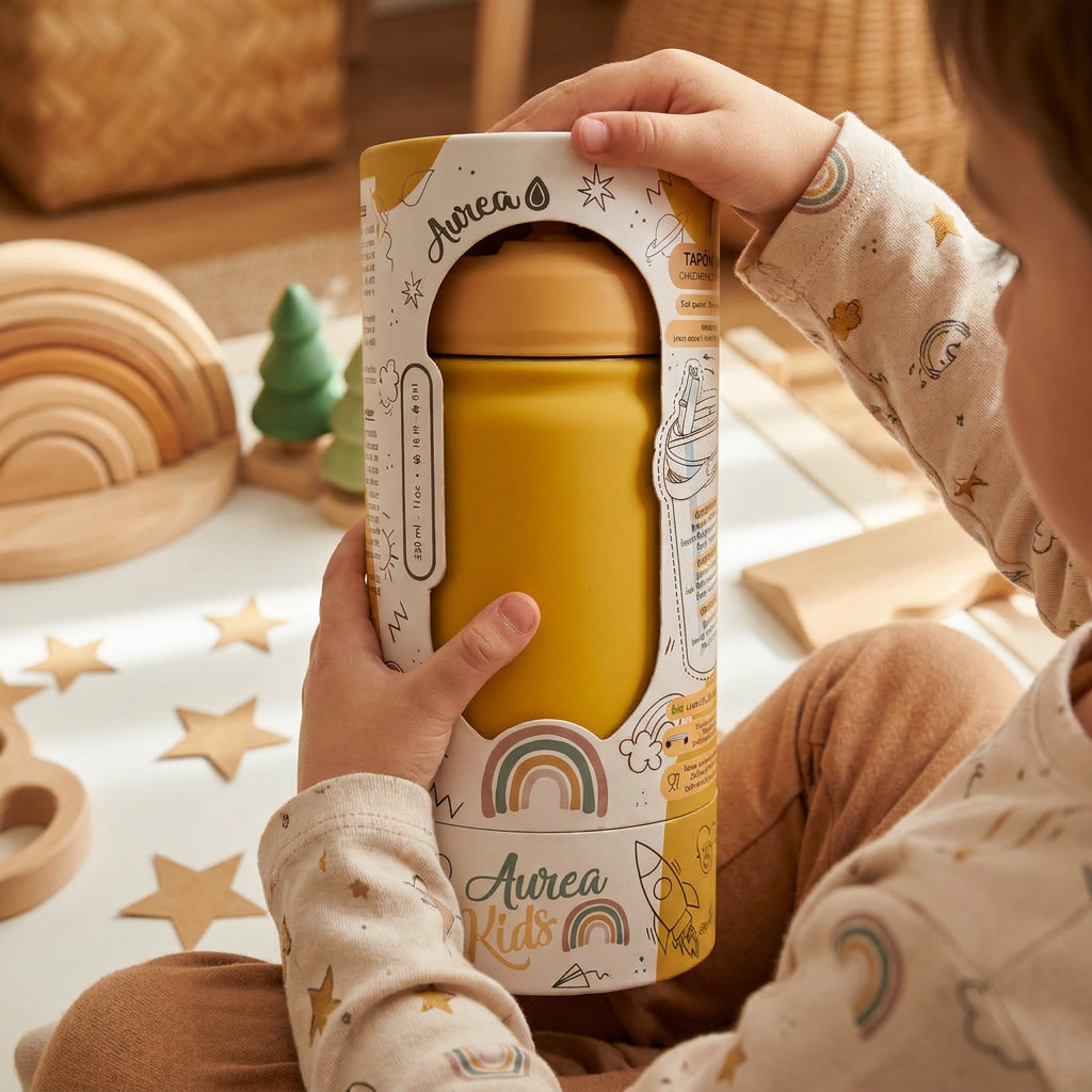Botella Térmica de Acero Inoxidable con Adaptador Infantil – Lisa | Aurea Kids