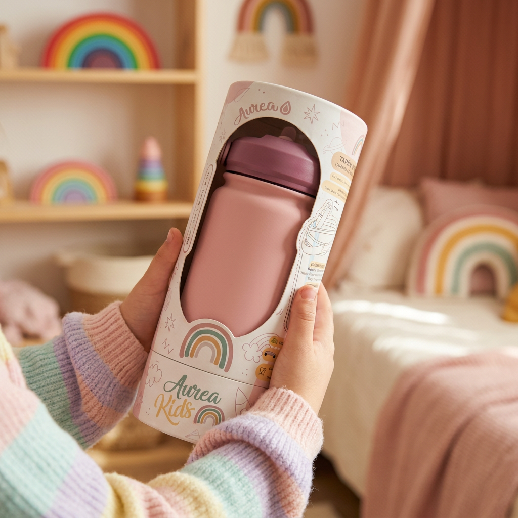 Botella Térmica de Acero Inoxidable con Adaptador Infantil – Lisa | Aurea Kids