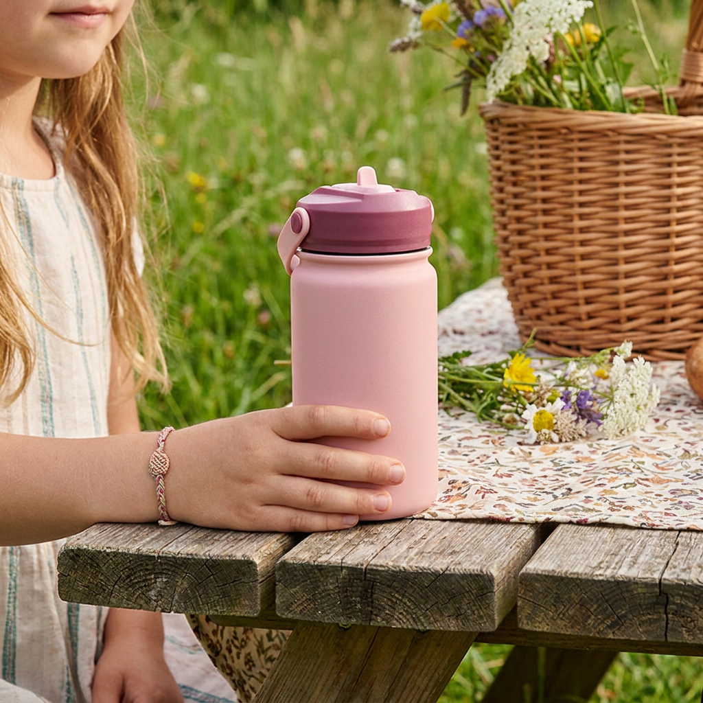 Botella Térmica de Acero Inoxidable con Adaptador Infantil – Lisa | Aurea Kids