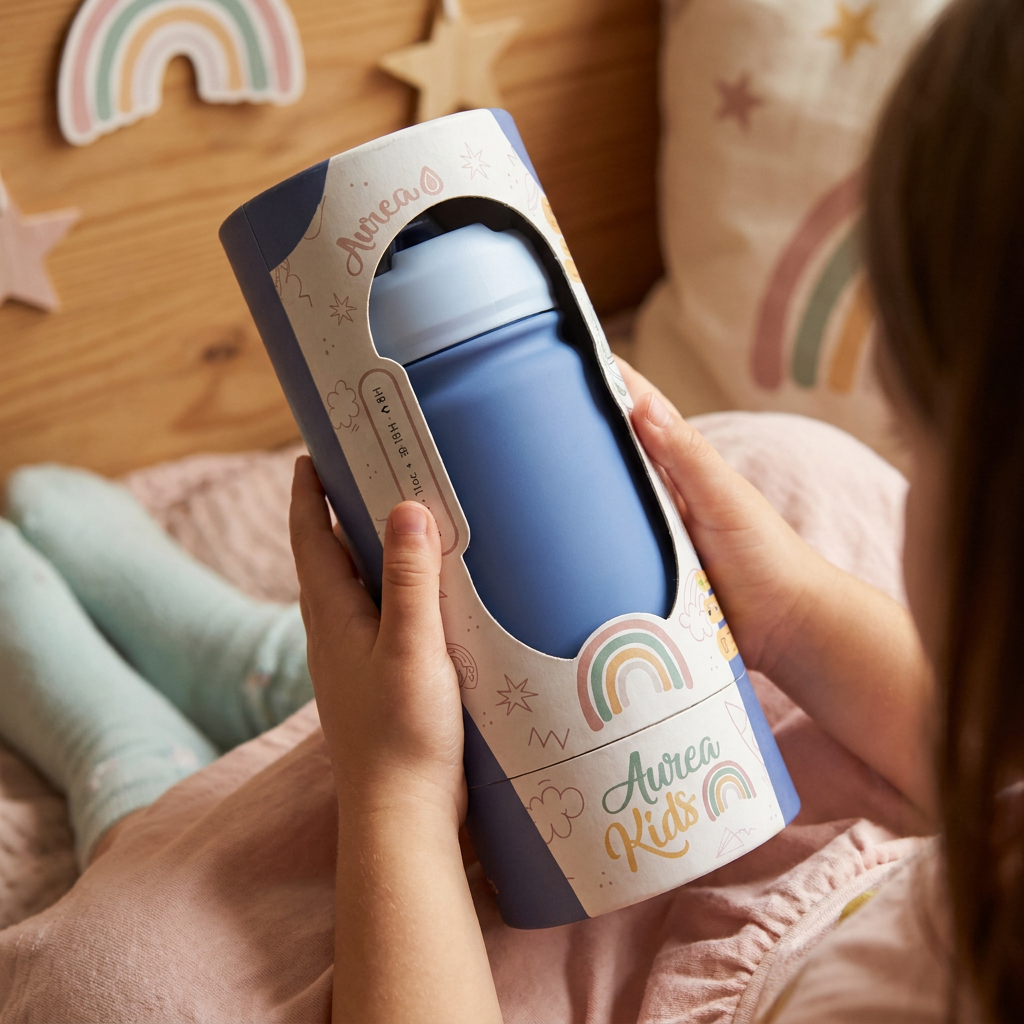 Botella Térmica de Acero Inoxidable con Adaptador Infantil – Lisa | Aurea Kids