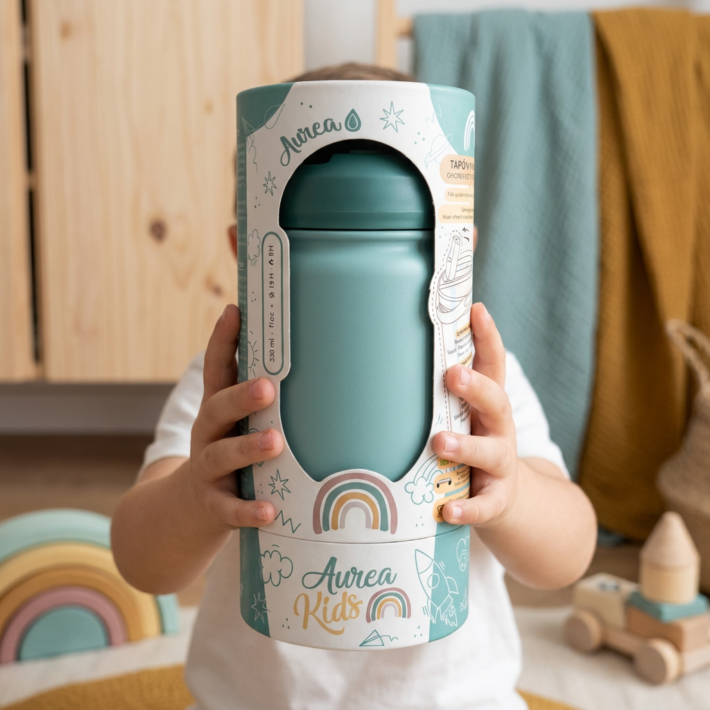 Botella Térmica de Acero Inoxidable con Adaptador Infantil – Lisa | Aurea Kids