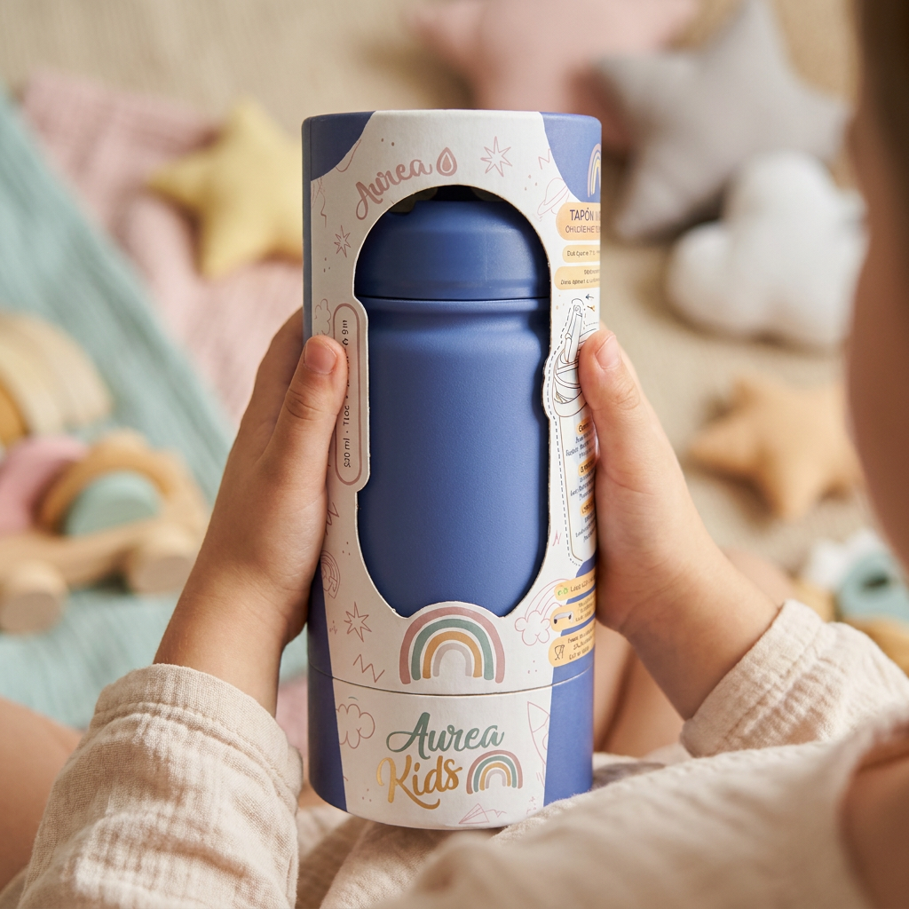 Botella Térmica de Acero Inoxidable con Adaptador Infantil – Lisa | Aurea Kids