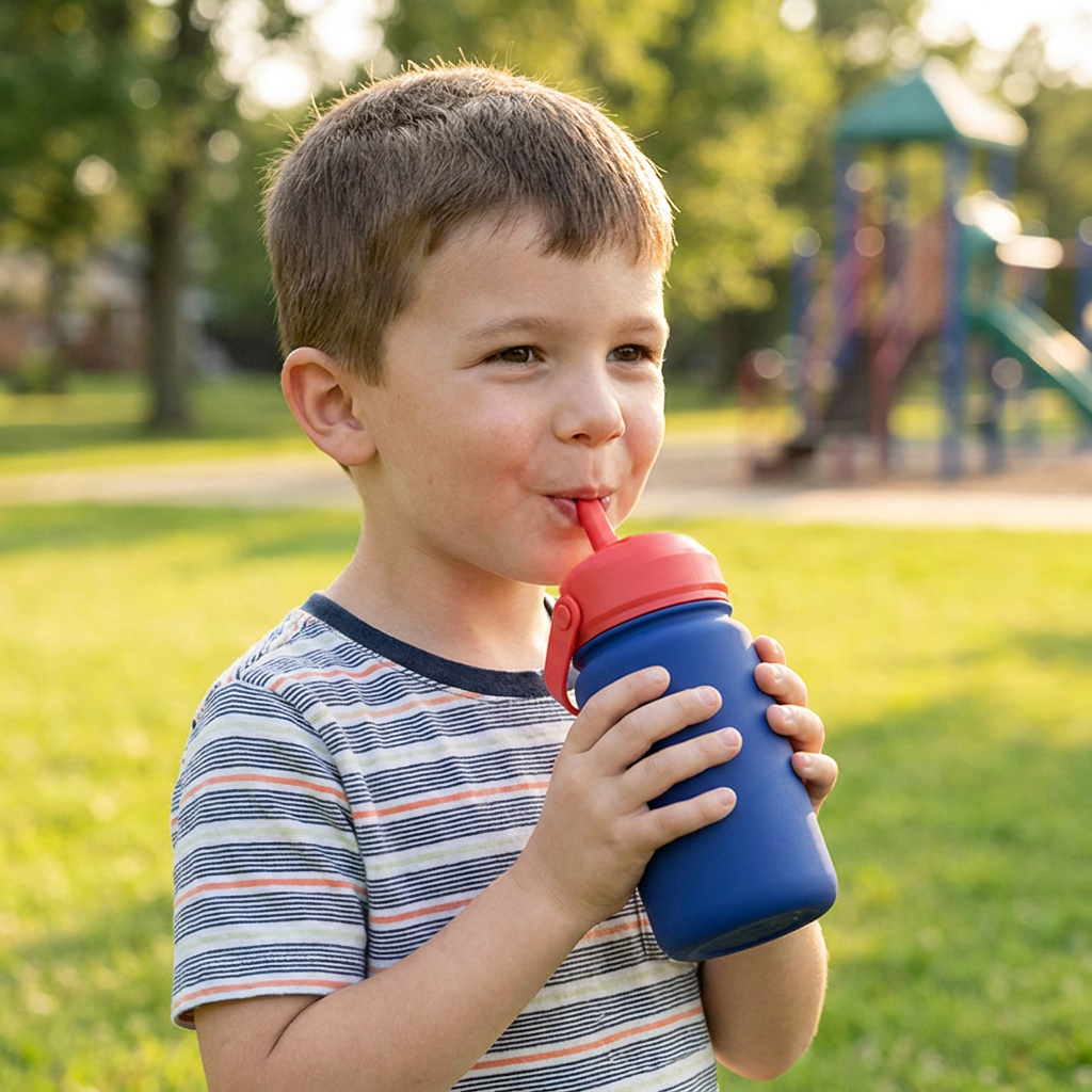 Botella Térmica de Acero Inoxidable con Adaptador Infantil – Lisa | Aurea Kids