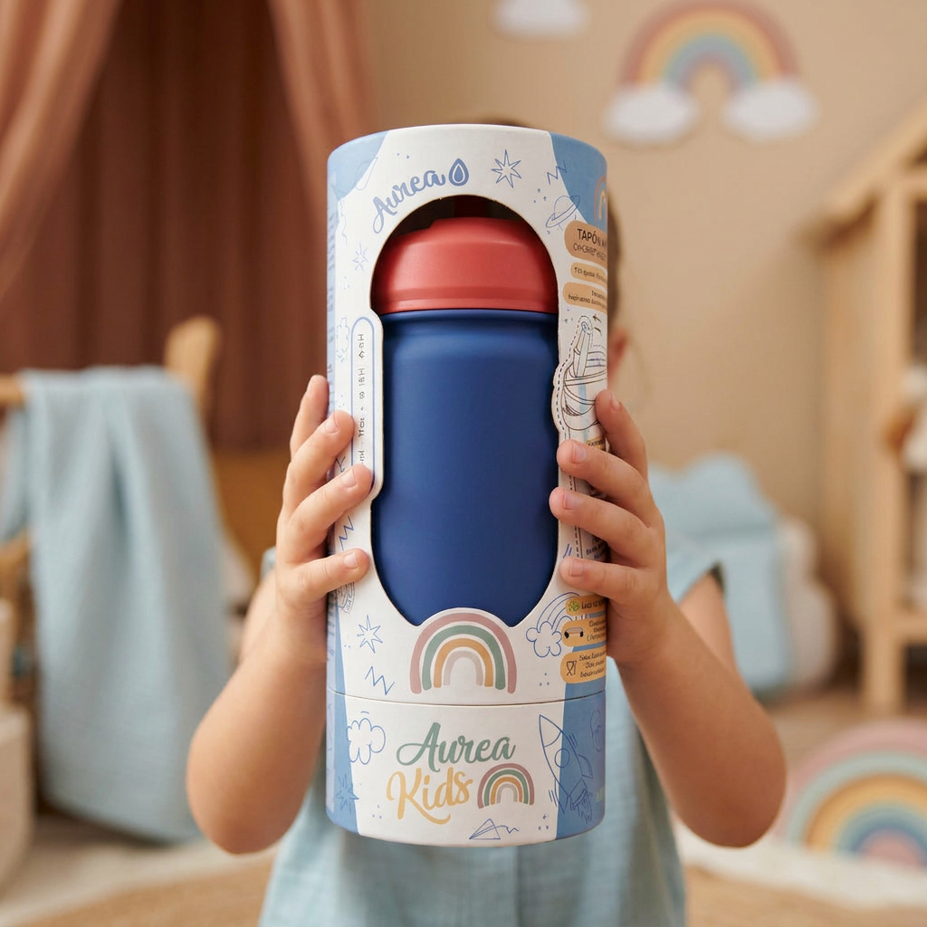 Botella Térmica de Acero Inoxidable con Adaptador Infantil – Lisa | Aurea Kids
