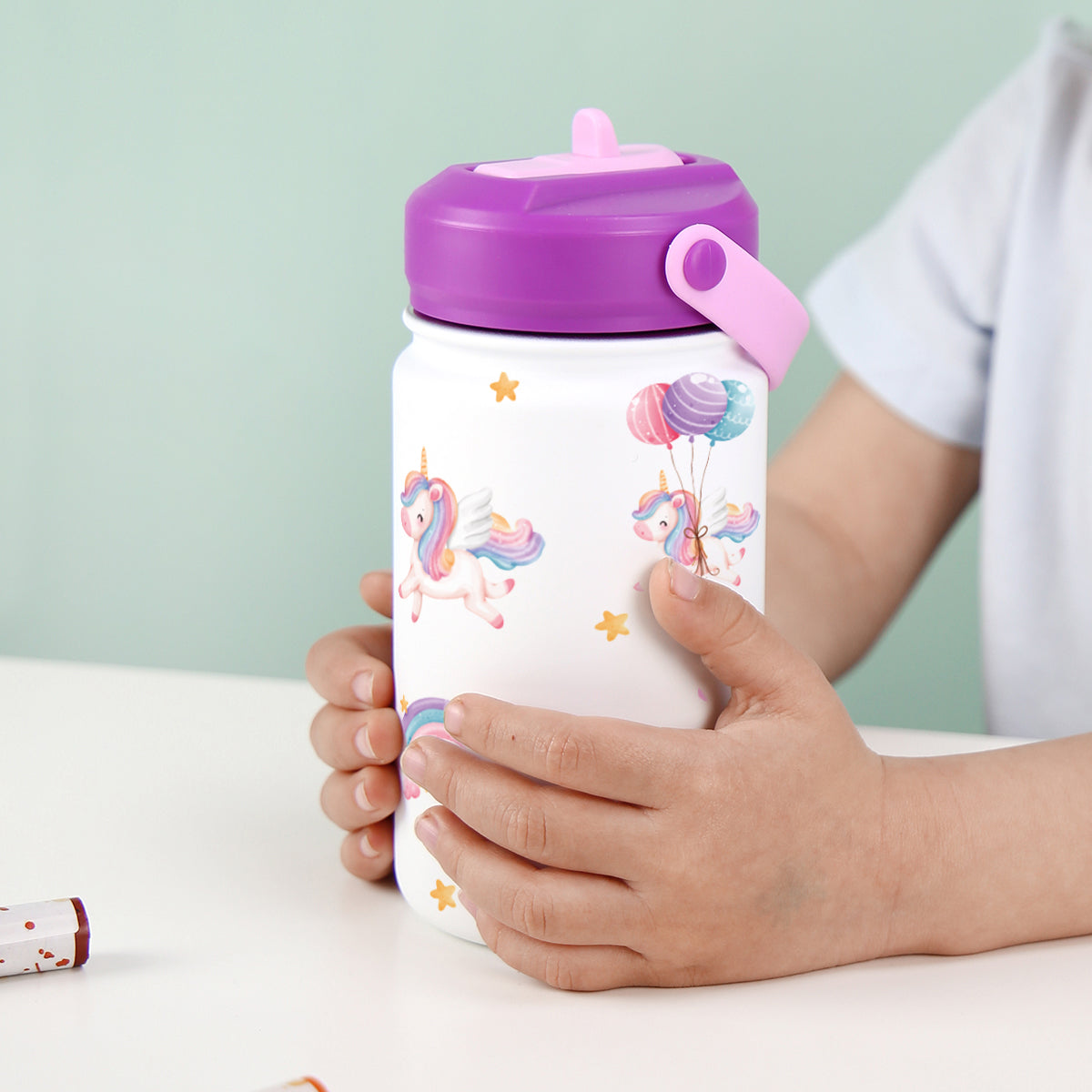 Botella Térmica de Acero Inoxidable con Adaptador Infantil – Magic Unicorn | Aurea Kids