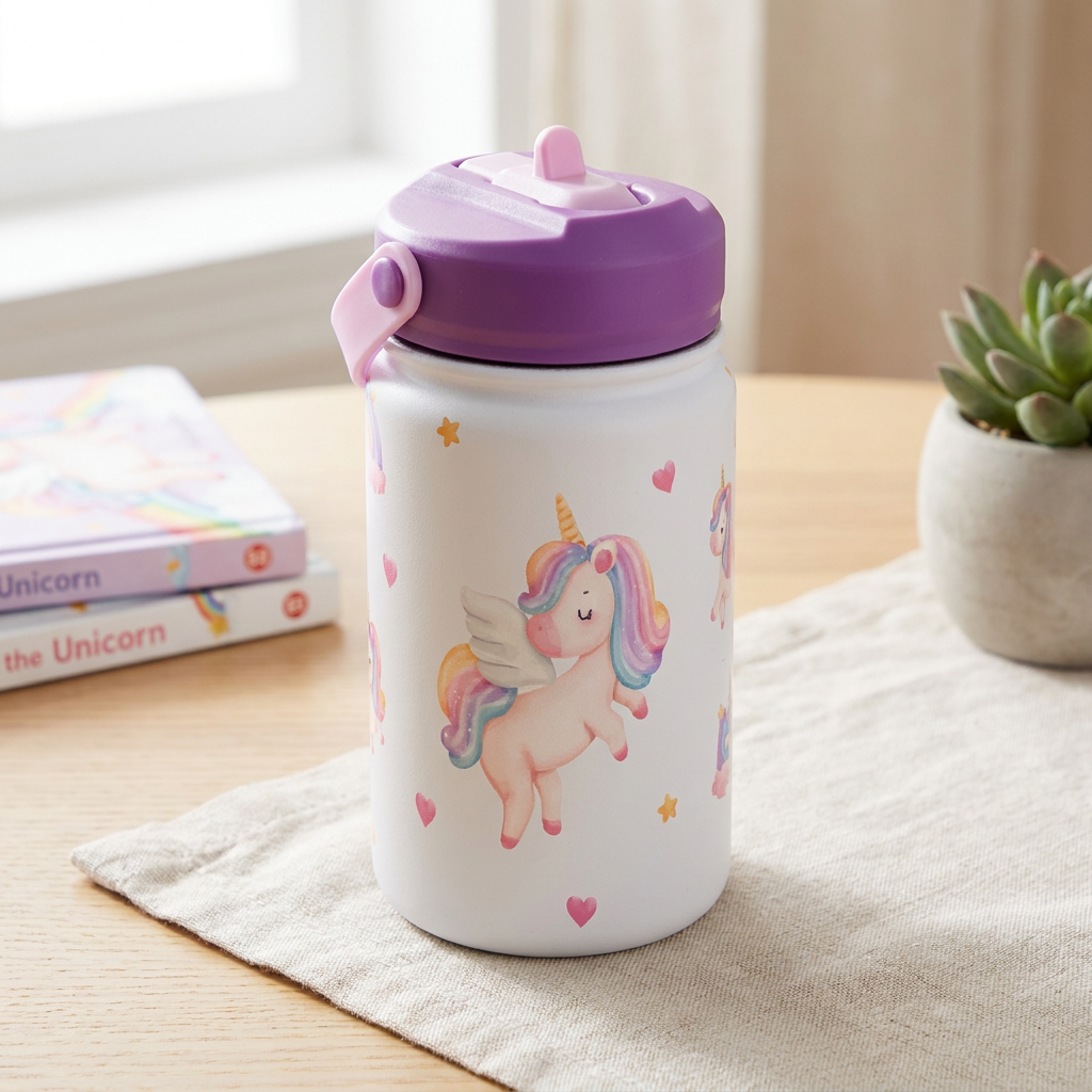 Botella Térmica de Acero Inoxidable con Adaptador Infantil – Magic Unicorn | Aurea Kids