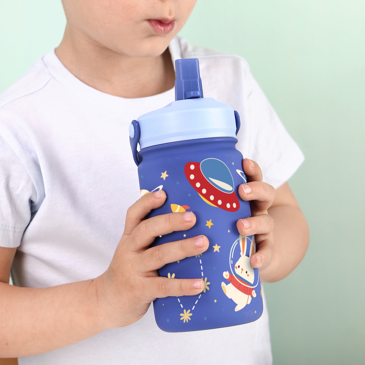 Botella Térmica de Acero Inoxidable con Adaptador Infantil – Space Adventure | Aurea Kids