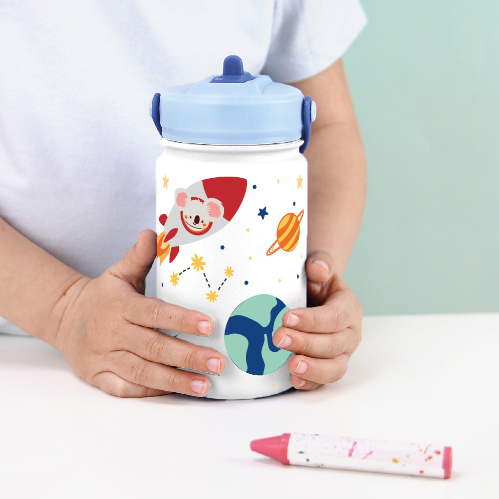 Botella Térmica de Acero Inoxidable con Adaptador Infantil – Space Adventure | Aurea Kids