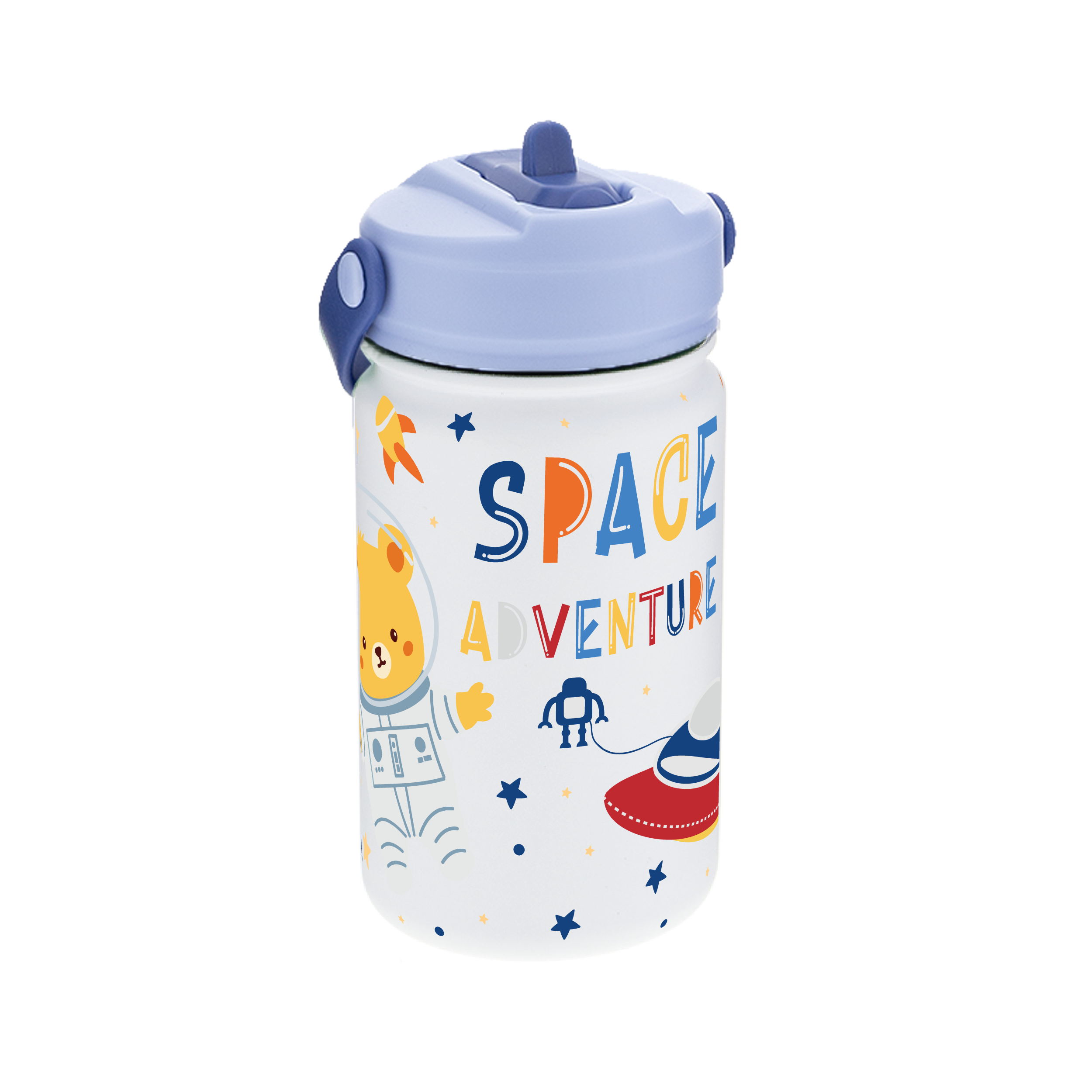 Botella Térmica de Acero Inoxidable con Adaptador Infantil – Space Adventure | Aurea Kids