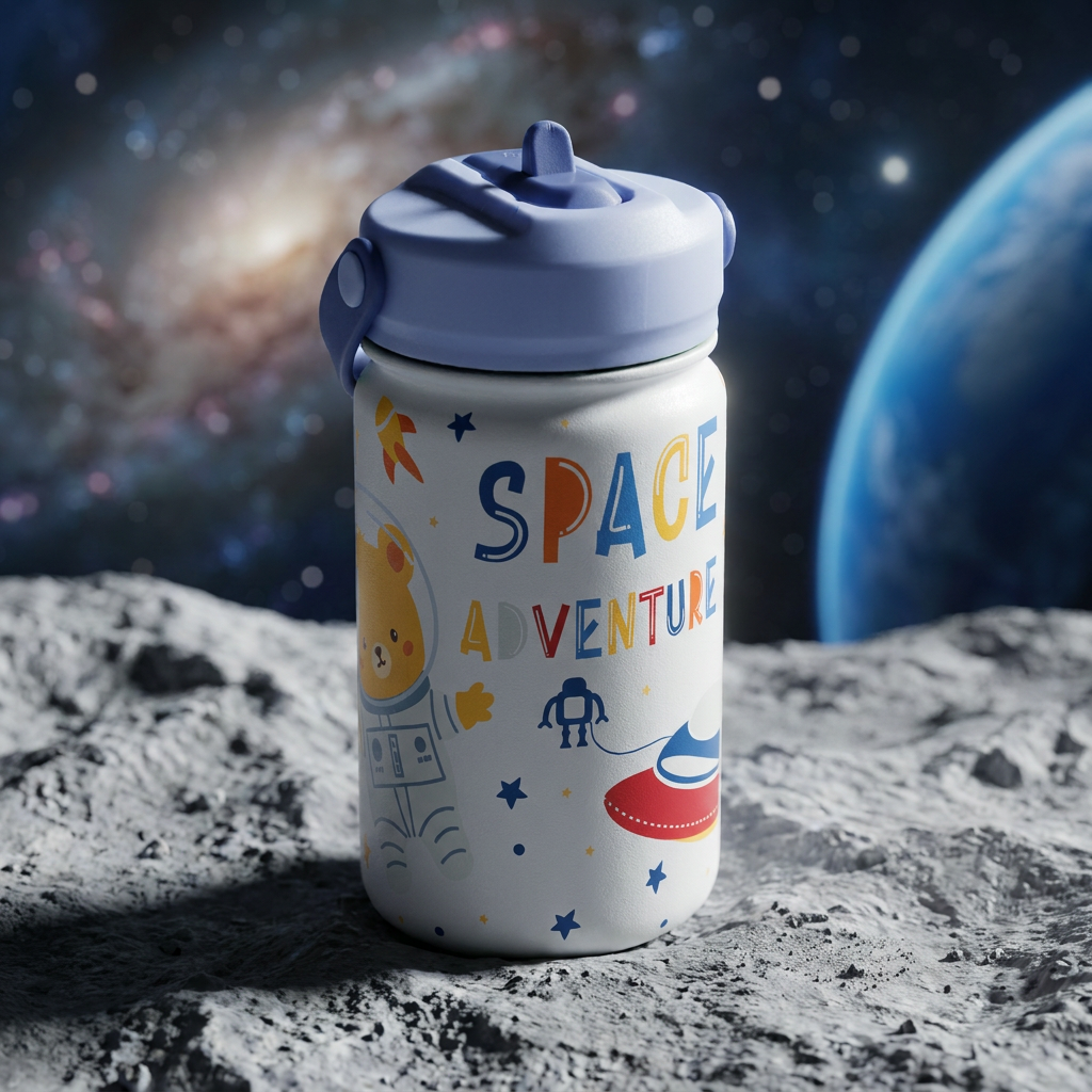Botella Térmica de Acero Inoxidable con Adaptador Infantil – Space Adventure | Aurea Kids